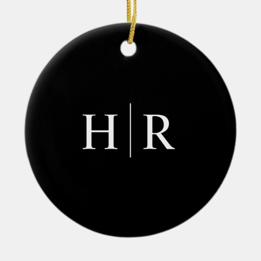 Schwarz-Modern-Monogramm Keramik Ornament (Vorne)