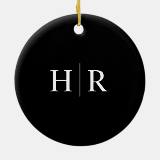 Schwarz-Modern-Monogramm Keramik Ornament (Hinten)