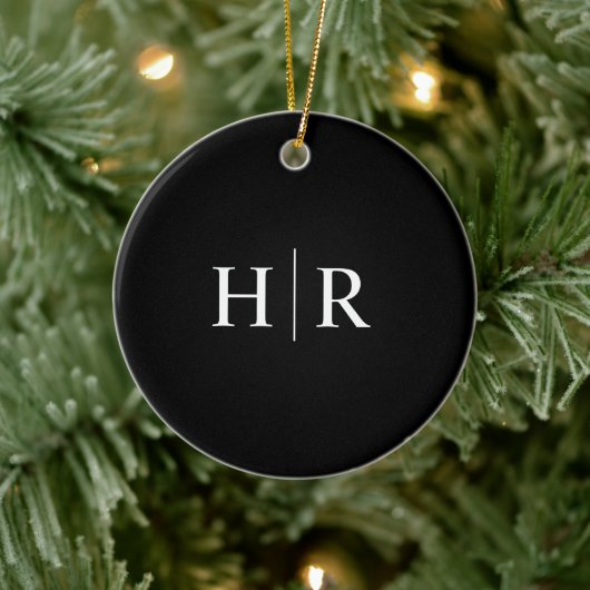 Schwarz-Modern-Monogramm Keramik Ornament (Baum)