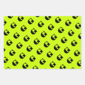 Schwarz-Modern-Monogramm | Neongelb Limon Geschenkpapier Set (Vorderseite 2)