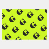 Schwarz-Modern-Monogramm | Neongelb Limon Geschenkpapier Set (Vorderseite)
