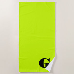 Schwarz-Modern-Monogramm Neongelb Limon Strandtuch