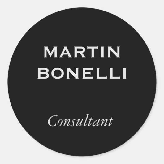 Schwarz Modern Schlicht Minimalistisch Runder Aufkleber (Vorderseite)