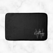 Schwarz-Modern-Script-Personalisiert-Monogramm und Badematte