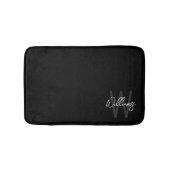 Schwarz-Modern-Script-Personalisiert-Monogramm und Badematte (Vorderseite)