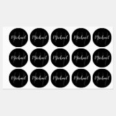 Schwarz-Modern-Script-Personalisiert-Monogramm und Etiketten (Blatt)