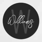 Schwarz-Modern-Script-Personalisiert-Monogramm und Etiketten (Design 2)