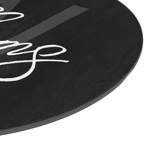 Schwarz-Modern-Script-Personalisiert-Monogramm und Schneidebrett (Ecke)