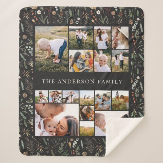 Schwarz, modern und elegant, 17 Foto botanische Pa Sherpadecke (Vorderseite)