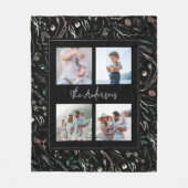 Schwarz, modern und elegant, botanisch, 4 Foto Fleecedecke (Vorderseite)