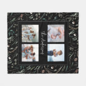 Schwarz, modern und elegant, botanisch, 4 Foto Fleecedecke (Vorderseite (Horizontal))