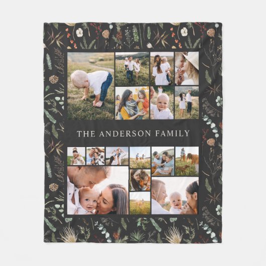 Schwarz, modern und elegant, botanische Pampas aus Fleecedecke (Vorderseite)