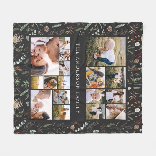 Schwarz, modern und elegant, botanische Pampas aus Fleecedecke (Vorderseite (Horizontal))