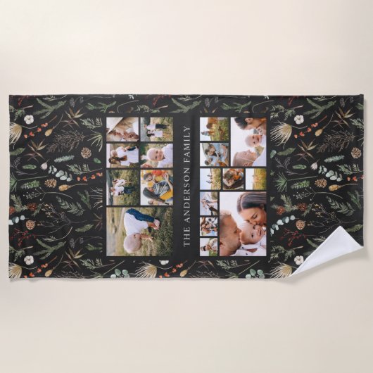 Schwarz, modern und elegant, botanische Pampas aus Strandtuch (Vorderseite)