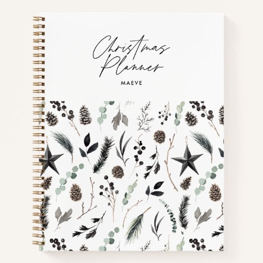 Schwarz, modern und elegant, Weihnachten Notizblock (Vorderseite)