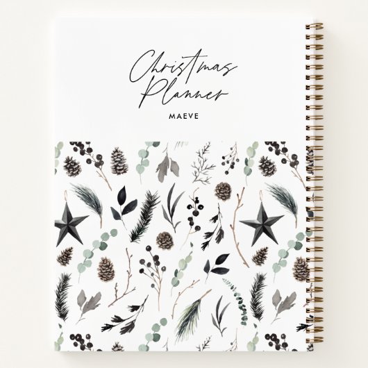 Schwarz, modern und elegant, Weihnachten Notizblock (Rückseite)