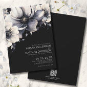 Schwarz-Moderne Blumenhochzeit Einladung