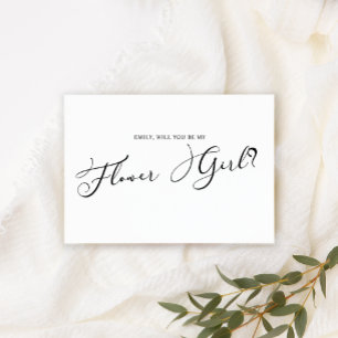 Schwarz Moderne einfache Schrift Be My Blumenmädch Einladung