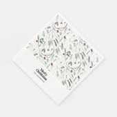 Schwarz moderne elegante Wasserfarbe botanische ru Serviette (Ecke)