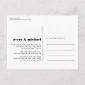 Schwarz | Moderne Hochzeitserklärung Ankündigungspostkarte (Rückseite)