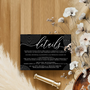 Schwarz Moderne Hochzeitsunterkunft Geometrisch RSVP Karte