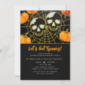 Schwarz | Moderne Imitate Opal Halloween Schädel Einladung (Vorderseite)