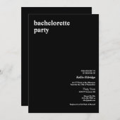 Schwarz-Moderne Junggeselinnen-Abschied Einladung (Vorne/Hinten)
