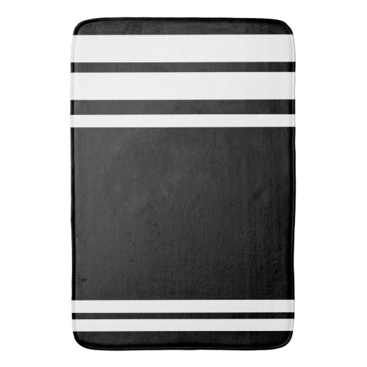 Schwarz: Moderne Linien in weißen Streifen Badematte (Vorderseite Vertikal)