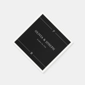 Schwarz | Moderne Linien und Monogramm-Hochzeiten Serviette (Ecke)