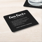 Schwarz Moderne Minimal Fun Fakten Geburtstag Jahr Rechteckiger Pappuntersetzer (angewinkelt)
