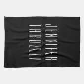 Schwarz Moderne Minimalistisch Elegant Ihr Name Geschirrtuch (Horizontal)