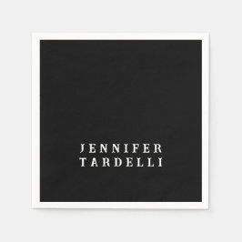 Schwarz Moderne Minimalistisch Elegant Ihr Name Serviette