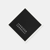Schwarz Moderne Minimalistisch Elegant Ihr Name Serviette (Ecke)