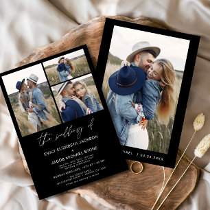 Schwarz Moderne Minimalistische Elegante Foto Hoch Einladung