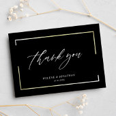 Schwarz Moderne Minimalistische Elegante Hochzeit Dankeskarte