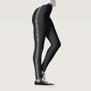 Schwarz Moderne Minimalistische griechische Schlüs Leggings