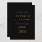 Schwarz-Moderne Minimalistische Hochzeitseinladung Einladung (Vorne/Hinten)