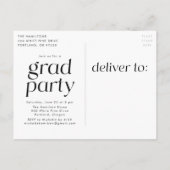 Schwarz | Moderne Partei für das Minimalistische F Einladungspostkarte (Rückseite)