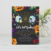 Schwarz | Moderne Pumpkin Imitats Opal Halloween S Einladung (Stehend Vorderseite)