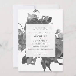 Schwarz-Moderne Rose Hochzeitseinladung Einladung