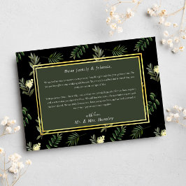 Schwarz Moderne Rustikale Botanische Hochzeit Dankeskarte