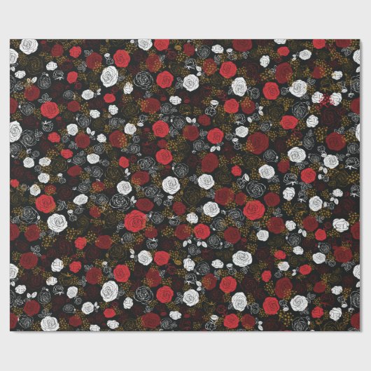 Schwarz | Moderne und elegante Imitate Glitzer Flo Geschenkpapier (Flach)