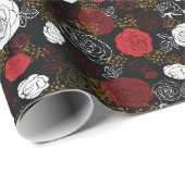 Schwarz | Moderne und elegante Imitate Glitzer Flo Geschenkpapier (Rolleneckpunkt)