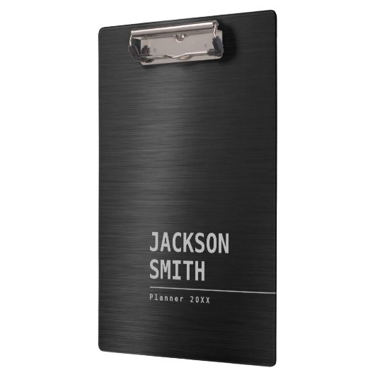 Schwarz Moderner einfacher Personalisierter Name B Klemmbrett (Links)