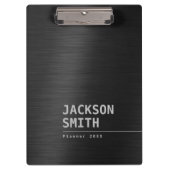 Schwarz Moderner einfacher Personalisierter Name B Klemmbrett (Vorderseite)