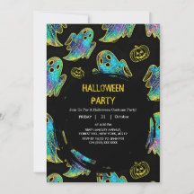 Schwarz | Moderner Glitzer Pumpkin Ghost Halloween