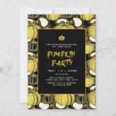 Schwarz | Moderner Glitzer Pumpkin Halloween Einla Einladung (Vorderseite)