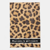 Schwarz Moderner Leopard Print Kitchen Handtuch (Vertikal)
