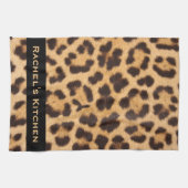 Schwarz Moderner Leopard Print Kitchen Handtuch (Horizontal)
