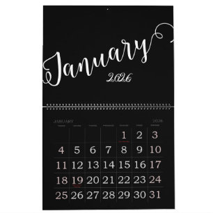 Schwarz Moderner, minimalistischer Kalender
